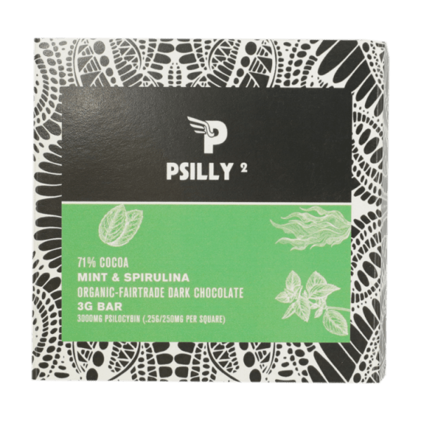 Psilly - Dark Chocolate Bar - Mint & Spirulina | Psychedelic Canada